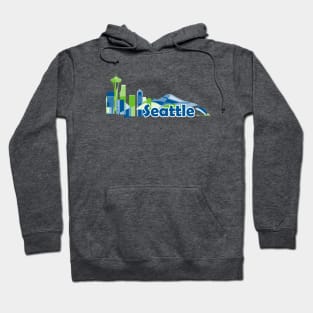 Souvenir for Seattle Washington with Skyline in Modern Colorful geometric shapes Hoodie